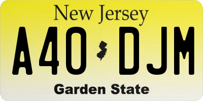 NJ license plate A40DJM