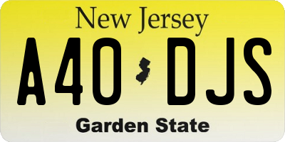 NJ license plate A40DJS