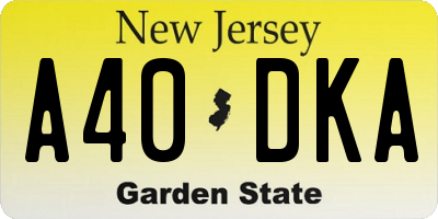 NJ license plate A40DKA