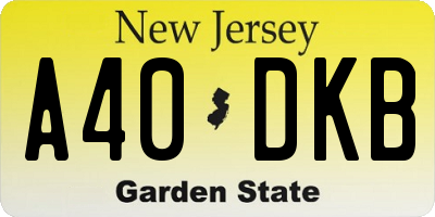 NJ license plate A40DKB