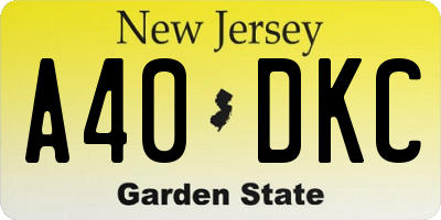 NJ license plate A40DKC