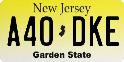 NJ license plate A40DKE