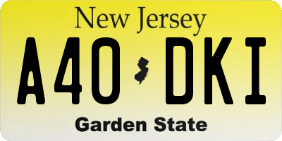NJ license plate A40DKI