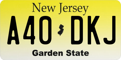 NJ license plate A40DKJ