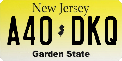 NJ license plate A40DKQ