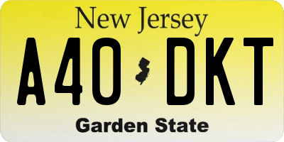 NJ license plate A40DKT
