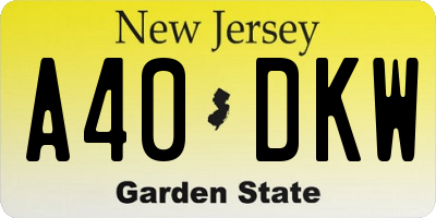 NJ license plate A40DKW
