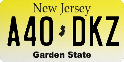 NJ license plate A40DKZ