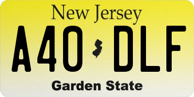 NJ license plate A40DLF