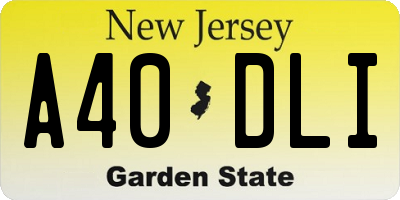 NJ license plate A40DLI
