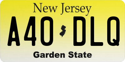 NJ license plate A40DLQ