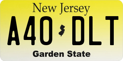NJ license plate A40DLT