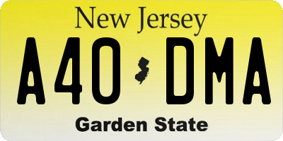 NJ license plate A40DMA