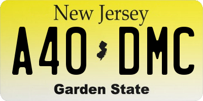 NJ license plate A40DMC