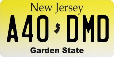 NJ license plate A40DMD