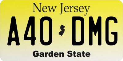 NJ license plate A40DMG
