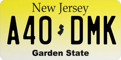 NJ license plate A40DMK