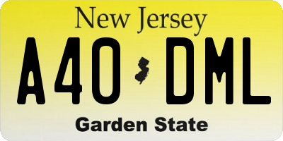 NJ license plate A40DML