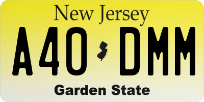NJ license plate A40DMM