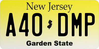 NJ license plate A40DMP