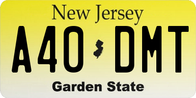 NJ license plate A40DMT