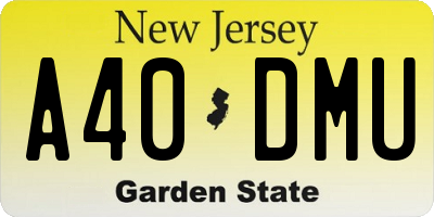 NJ license plate A40DMU