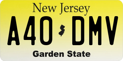 NJ license plate A40DMV