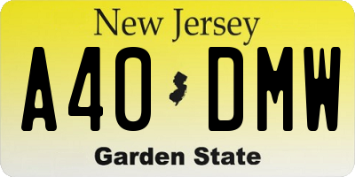 NJ license plate A40DMW