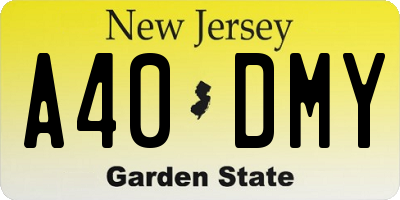 NJ license plate A40DMY