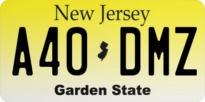 NJ license plate A40DMZ