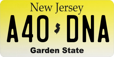 NJ license plate A40DNA