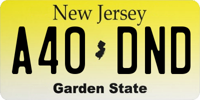 NJ license plate A40DND