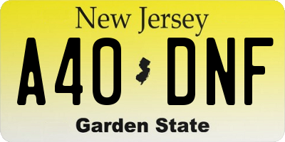 NJ license plate A40DNF