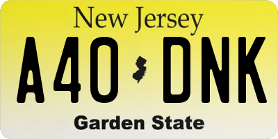 NJ license plate A40DNK