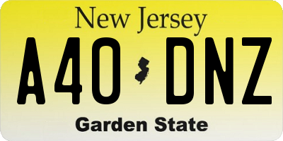 NJ license plate A40DNZ
