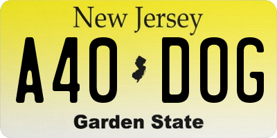 NJ license plate A40DOG