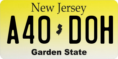 NJ license plate A40DOH