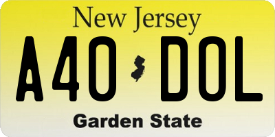 NJ license plate A40DOL