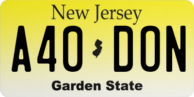 NJ license plate A40DON