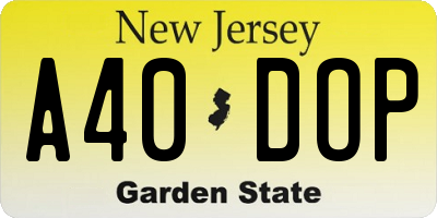 NJ license plate A40DOP