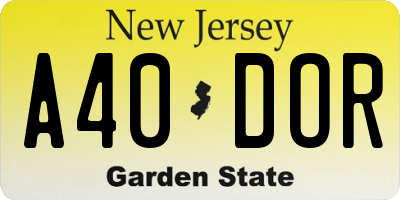 NJ license plate A40DOR