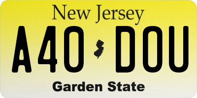 NJ license plate A40DOU