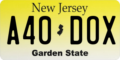 NJ license plate A40DOX
