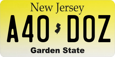NJ license plate A40DOZ