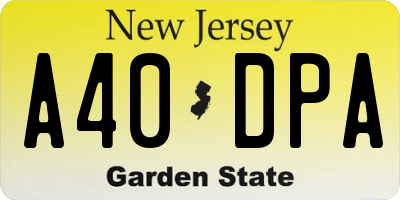 NJ license plate A40DPA