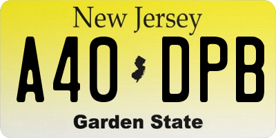 NJ license plate A40DPB