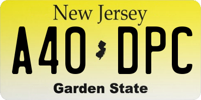 NJ license plate A40DPC