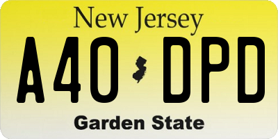NJ license plate A40DPD