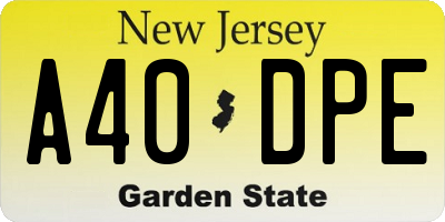 NJ license plate A40DPE