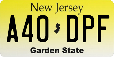 NJ license plate A40DPF